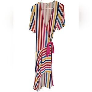 Color Me Courtney Taira Wrap Dress Rainbow Size Medium